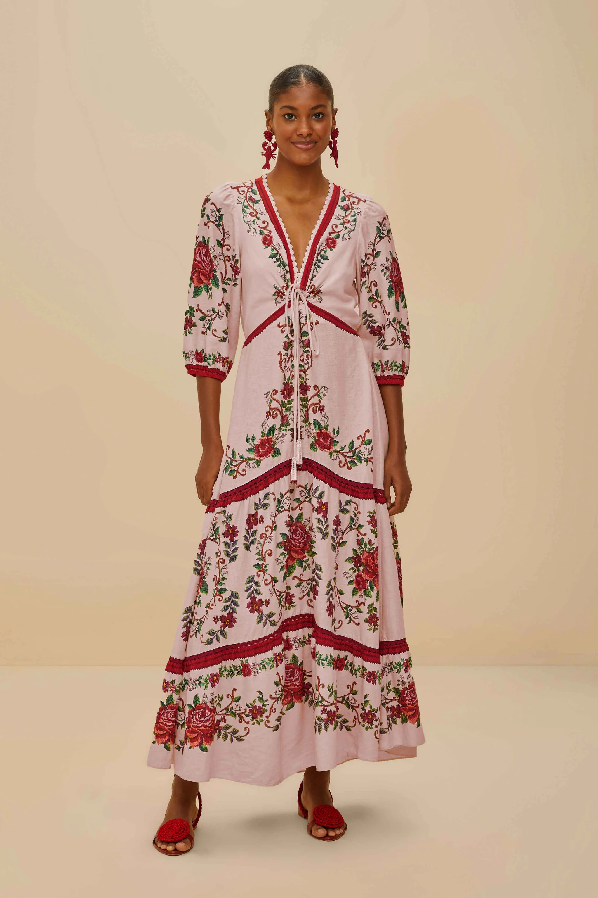 FARM RIO FLOWER TAPESTRY DRESS