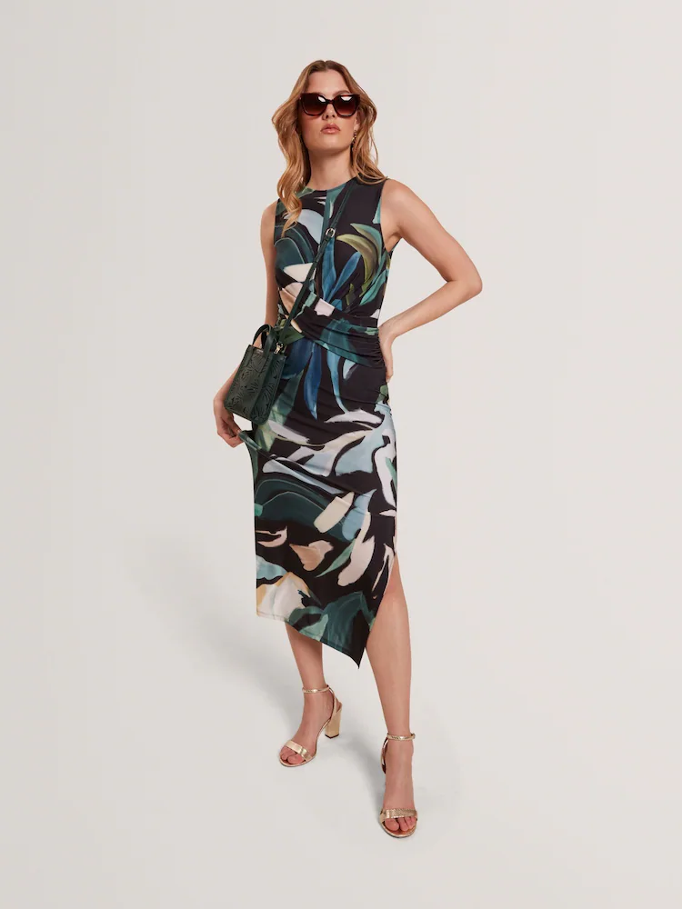 TED BAKER LINNEAA PRINTED SLEEVELESS DRESS