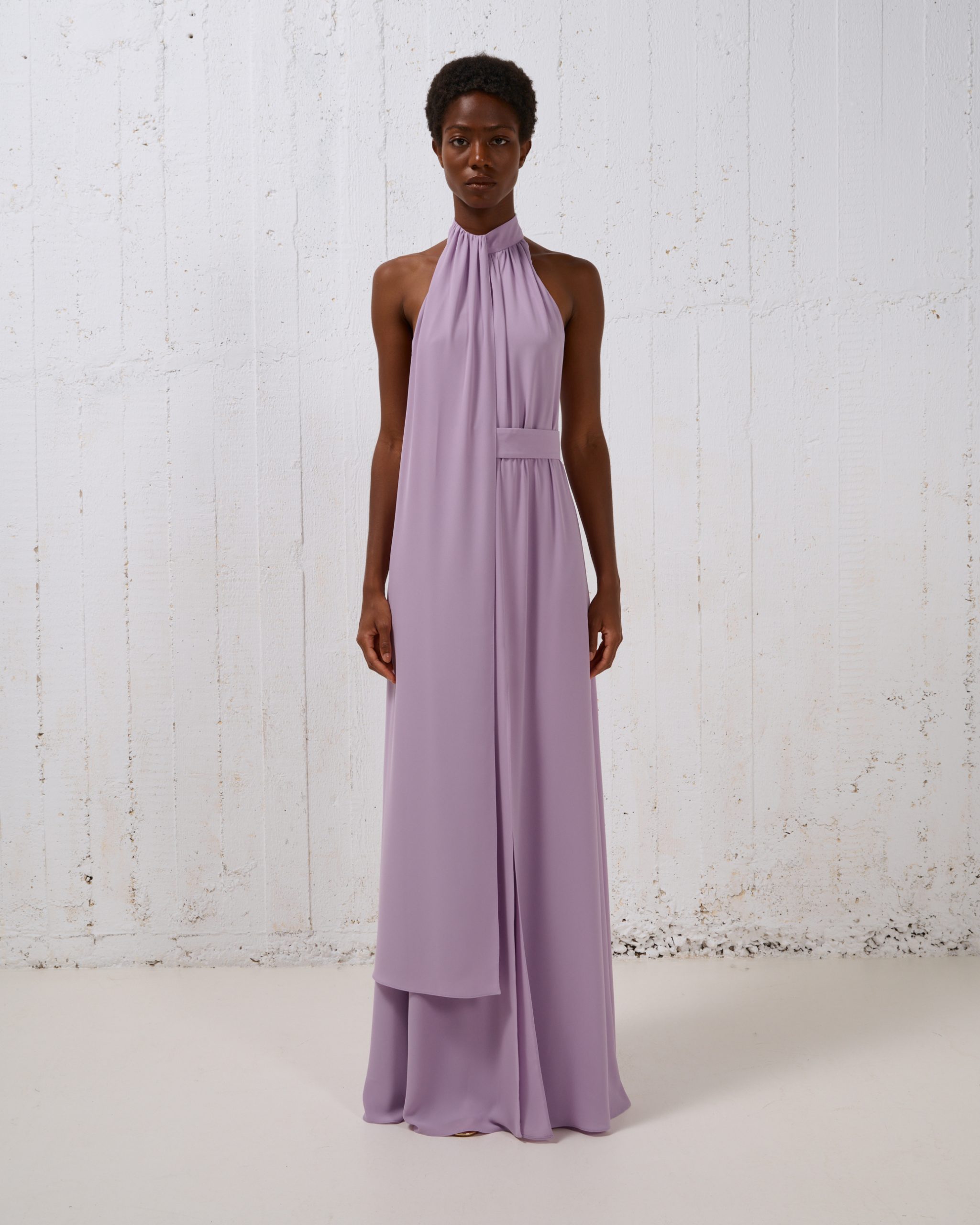 STELIOS KOUDOUNARIS HALTERNECK PEPLUM DRESS