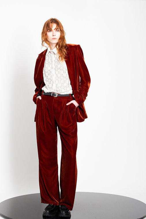 GAFFER & FLUFF BRICK VELUR PANTS