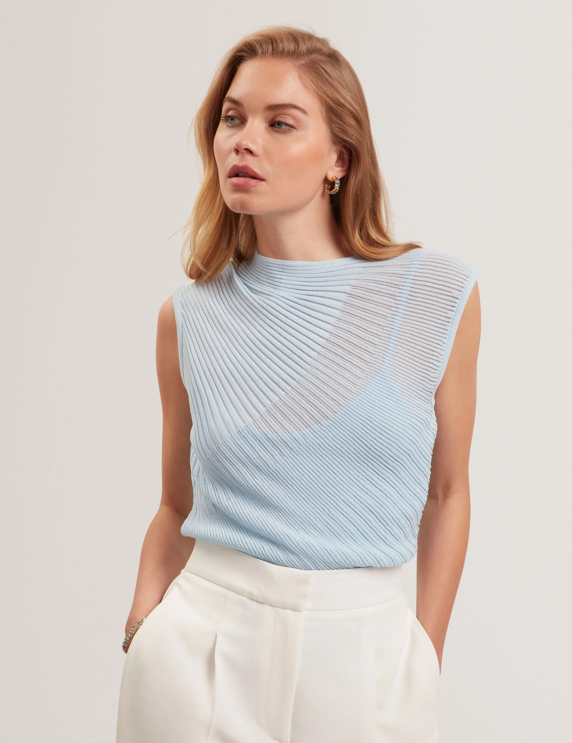 TED BAKER LAYNII SHEER DETAIL KNIT TOP