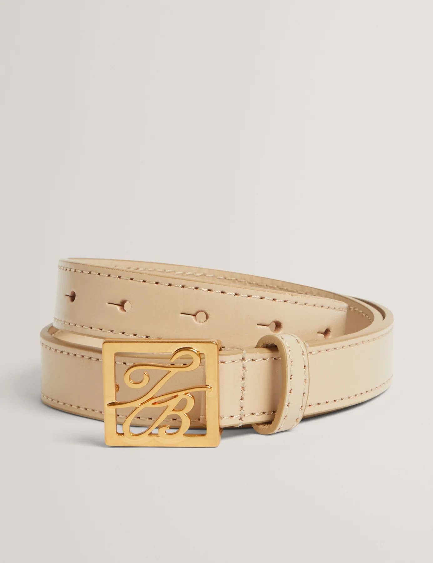 TED BAKER SCRIPTT  CREAM LEATHER BELT