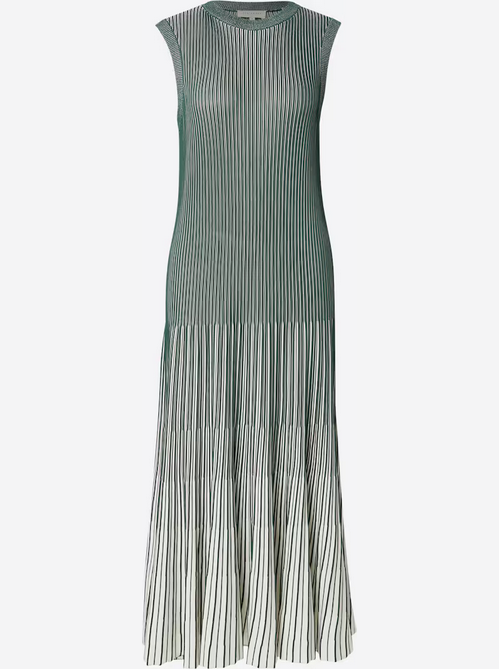 TED BAKER DILYLAA TEXTURED STRIPE KNIT MIDI DRESS