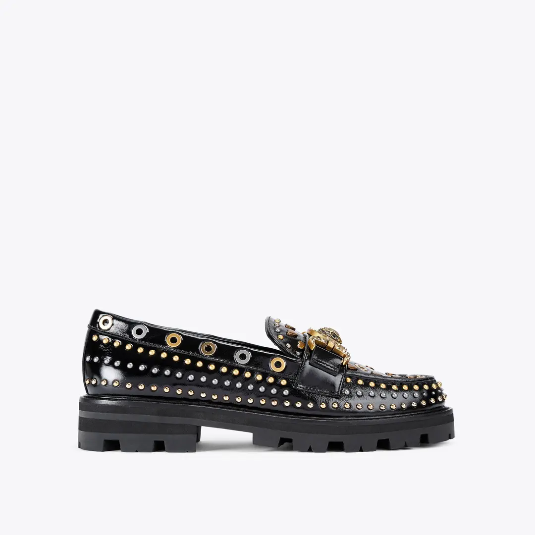 KURT GEIGER MANSION STUD BLACK LOAFER