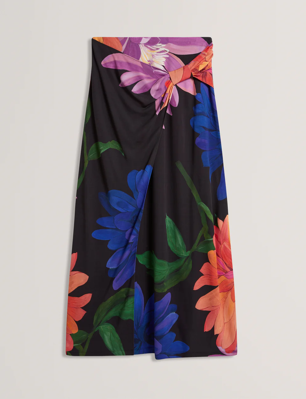 TED BAKER VARNIA PRINTED ASYMMETRIC JERSEY SKIRT